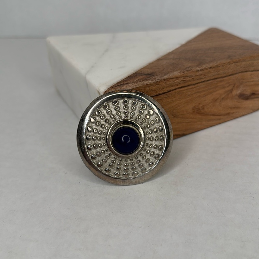 Vintage Silver Scarf Clip with Blue Center lot B43